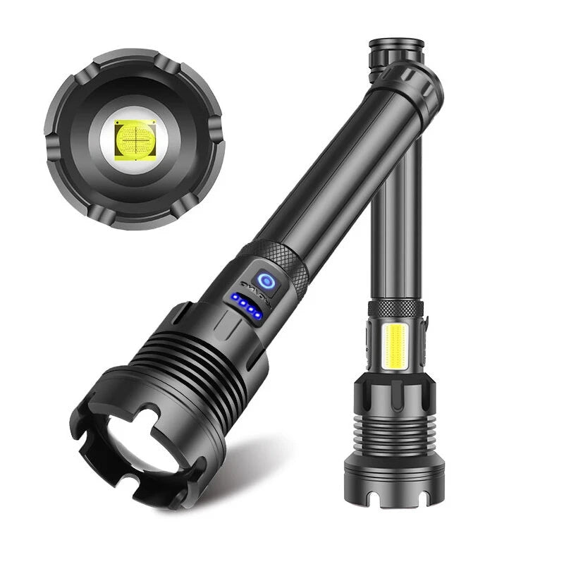 Super Powerfull P90 LED Flashlight With Side Light Outdoor Waterproof Torch Super Powerfull P90 LED Flashlight With Side Light Outdoor Waterproof Torch
